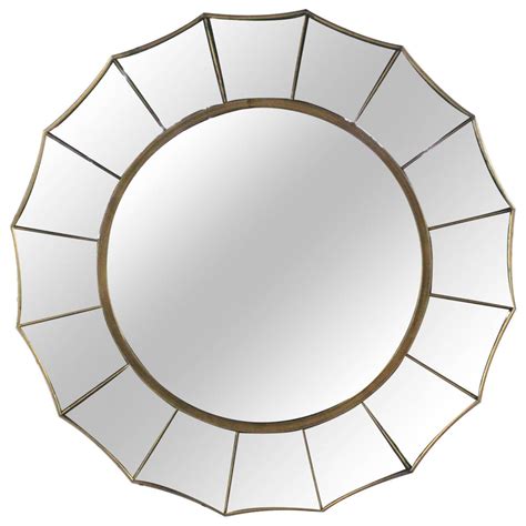 Mid Century Modern Sunburst Scalloped Edge Round Wall Mirror At Stdibs