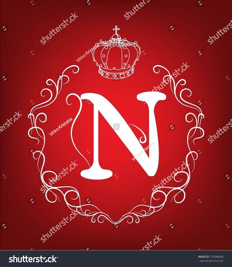 red background white drawing monogram letter stock vector royalty