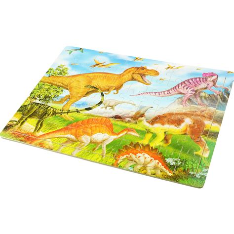 Drewniana kolorowa układanka puzzle Dinozaury KinderSafe Sklep