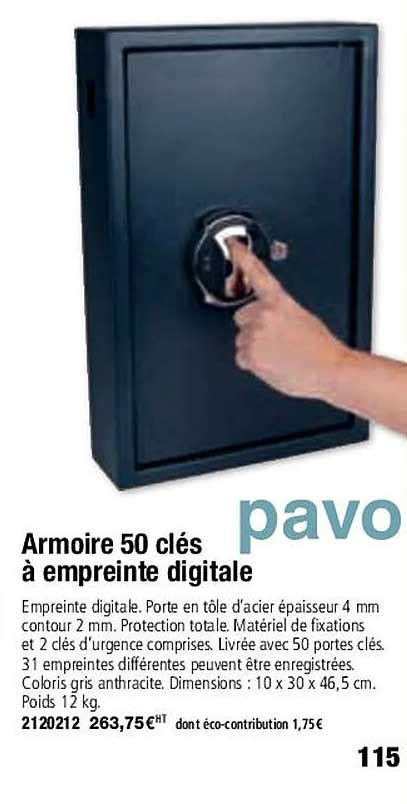 Promo Armoire Cl S Empreinte Digitale Pavo Chez Plein Ciel