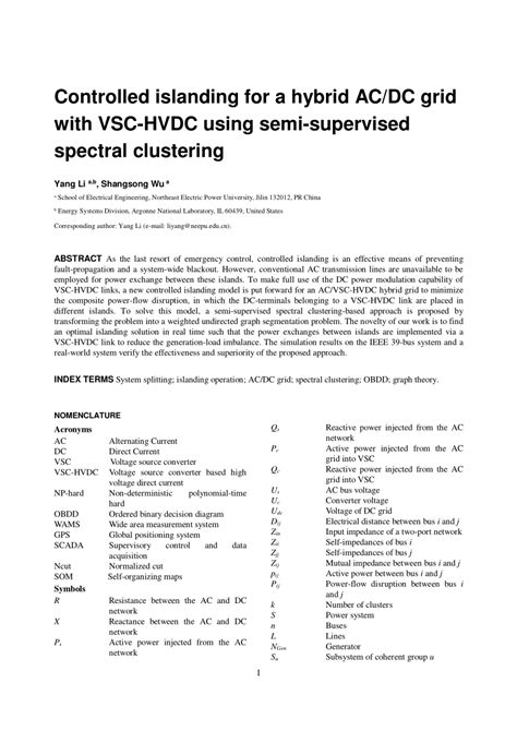 PDF Controlled Islanding For A Hybrid AC DC Grid With VSC HVDC Using