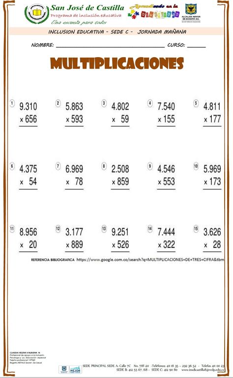 MULTIPLICACIONES DE 3 CIFRAS