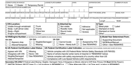 Chp Vin Verification Form ≡ Fill Out Printable Pdf Forms Online