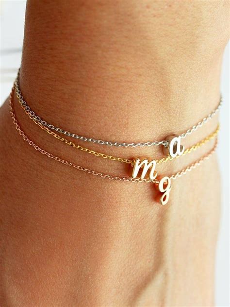 Cursive Initial Bracelet Personalized T For Her Initial Etsy