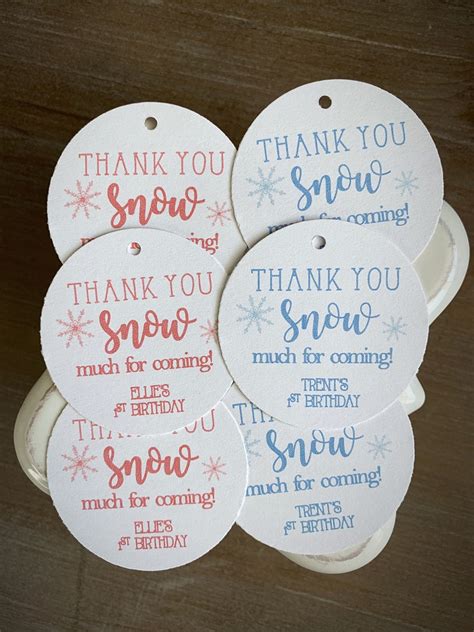 Thank You Snow Much Winter Party Favor Tags Snowflake Etsy