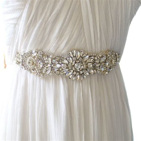 Silver Crystal Bridal Sash Rhinestone Applique Wedding Belt Etsy