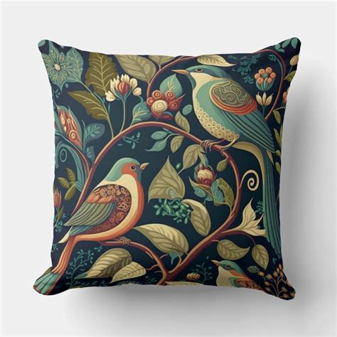 Botanical Birds Throw Pillow Zazzle Bird Throw Pillow Throw