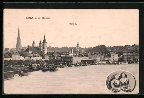 Ansichtskarte Linz Donau Stadtansicht Mit Hafen Linzerinnen Eur