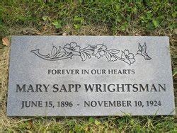 Mary Sapp Wrightsman 1896 1924 Find A Grave Memorial