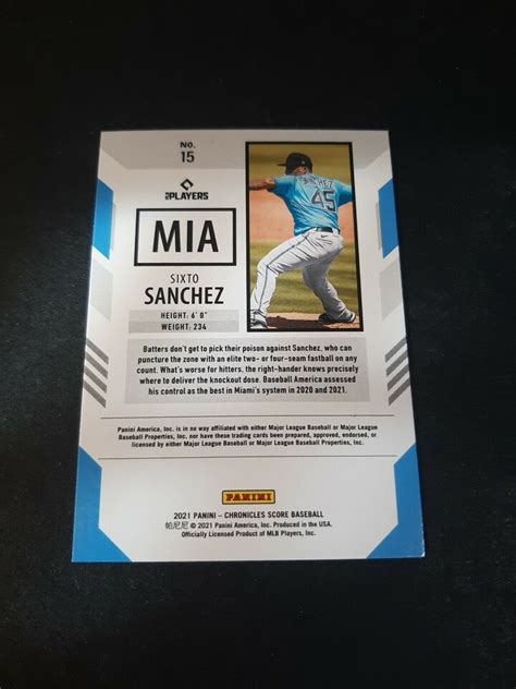 Panini Chronicles Score Baseball Sixto Sanchez Rc Miami Ebay