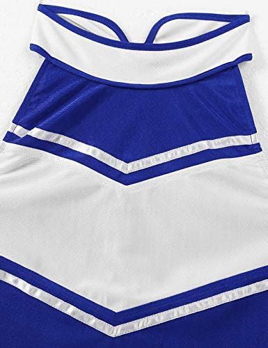 Alvivi Damen Cheerleaderin Kostüm Bauchfrei Crop Tops mit Faltenrock