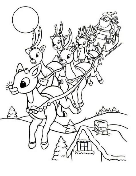 Coloring Pages Santa & Rudolph - Coloring Home