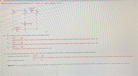 Solved Using Kirchhoff S Rules Find The Folowing