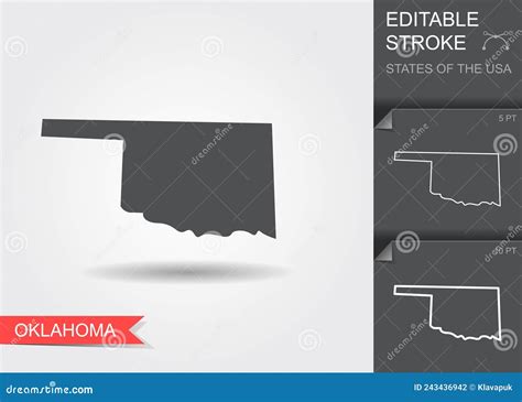 美国风格化地图 俄克拉荷马州矢量图插图 向量例证 插画 包括有 国界的 设计 影子 映射 符号 243436942