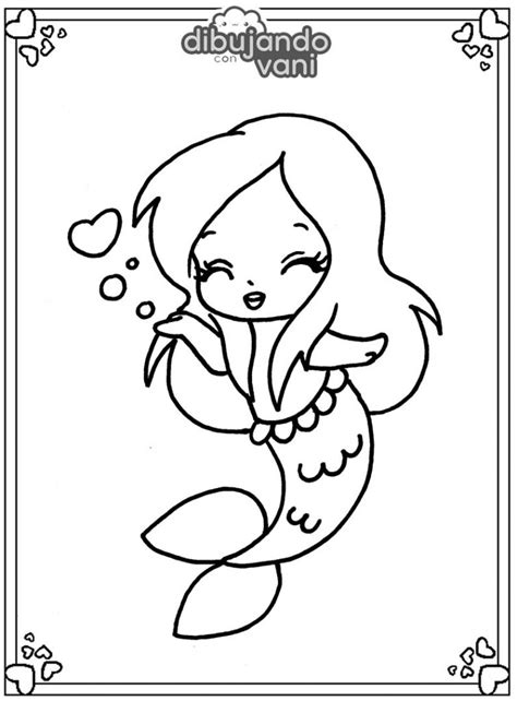 Dibujos De Sirena Kawaii Para Colorear