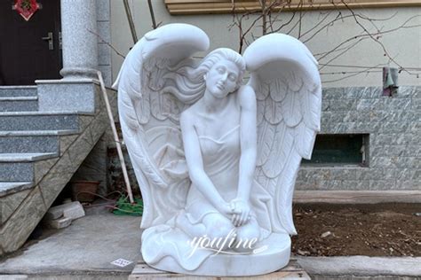 Beautiful White Marble Kneeling Angel Garden Statue Supplier MOKK-821 ...