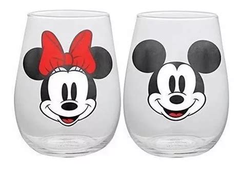 Mickey Y Minnie Mouse Disney Juego De Vasos Sin Tallo 2 U Cuotas