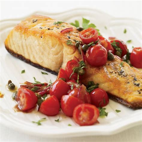 Pan Roasted Salmon With Tomato Vinaigrette Recipe Ted Allen Recipe Tomato Vinaigrette