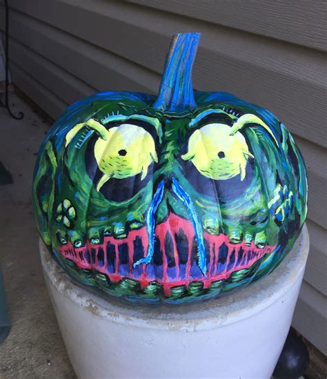 Creepy painted pumpkin | Creepy, Art, Pumpkin