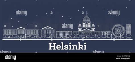 Outline Helsinki Finland City Skyline With White Buildings Vector