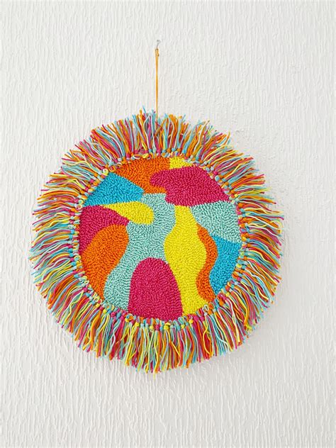 Abstract Punch Needle Hoop Wall Art Wall Art Punch Needle Etsy