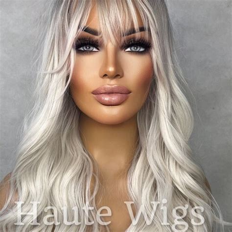 Homecoming Ash Platinum Blonde Ombré Streaks 22 Inch Long Etsy