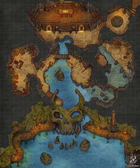 Oc Art Pirate Hideout Battle Map 30x36 Rdnd