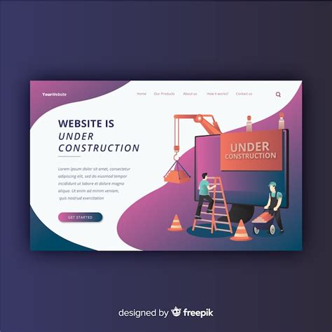 Free Vector Under Construction Landing Page Template