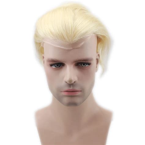 Eseewigs Blonde Human Hair Men Toupee 613 Color Straight European Remy