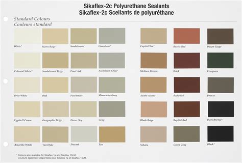 Silicone Caulk Color Chart Sikaflex Pro Colour Chart