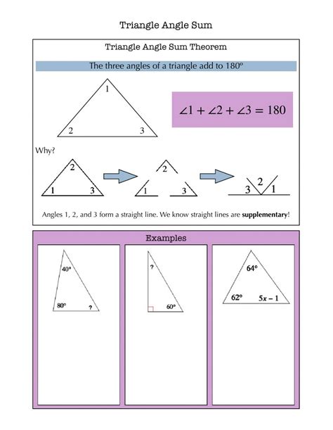 Worksheets Triangle Angle Sum Angleworksheets