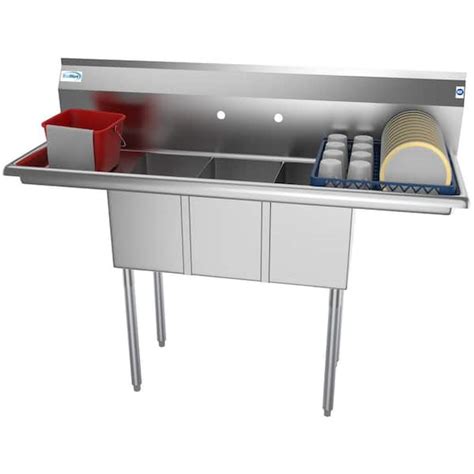 Koolmore 54 In Freestanding Stainless Steel 3 Compartments Commercial