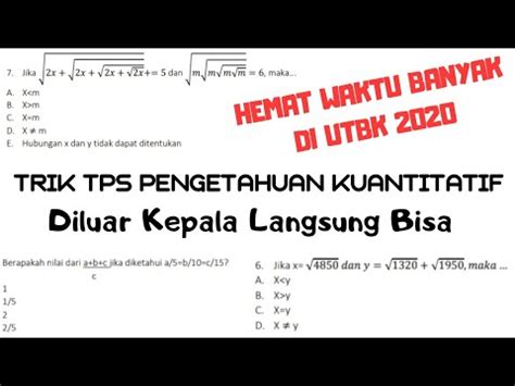 Trik Cepat Tps Pengetahuan Kuantitatif Utbk Youtube