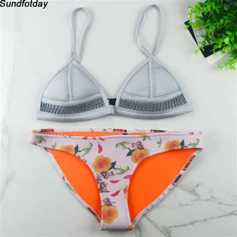 Crochet Bikini Neoprene Swimwear Women 2017 Patchwork Swimsuit Sexy