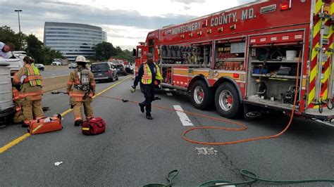 Person Removed From Overturned Car After Multi Car Accident In