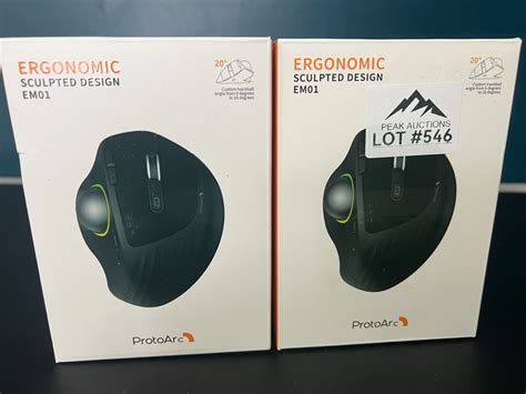 Lot of 2 ProtoArc EM01 RGB Advanced Wireless Trackball Mouse