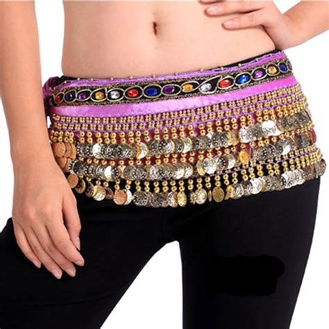 Belly Dance Belt Scarf Wrap Velvet Arabic Skirt Coins Crystals