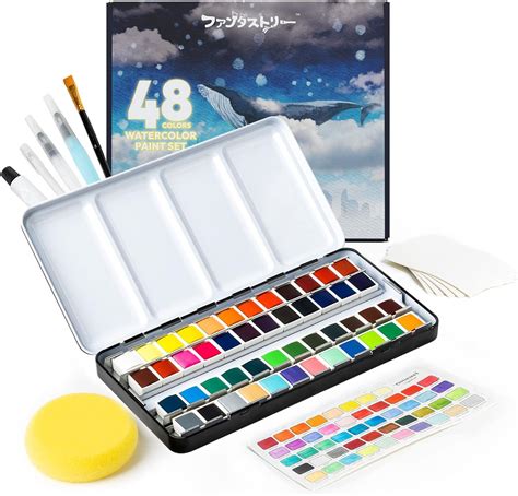 Watercolor Paint Set With 48 Premium Paints Water Color Paint Set Including Metallic And