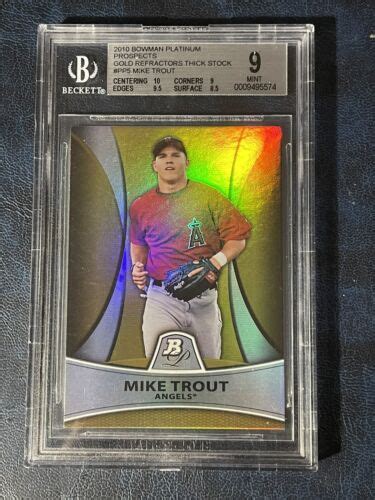 Mike Trout Bowman Platinum Prospects Gold Refractor Thick Stock