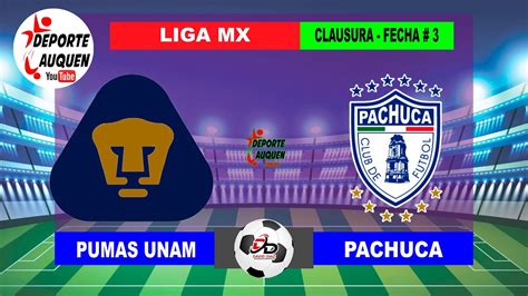 PUMAS UNAM VS PACHUCA FC LIGA MX TORNEO CLAUSURA 2024 FECHA 3