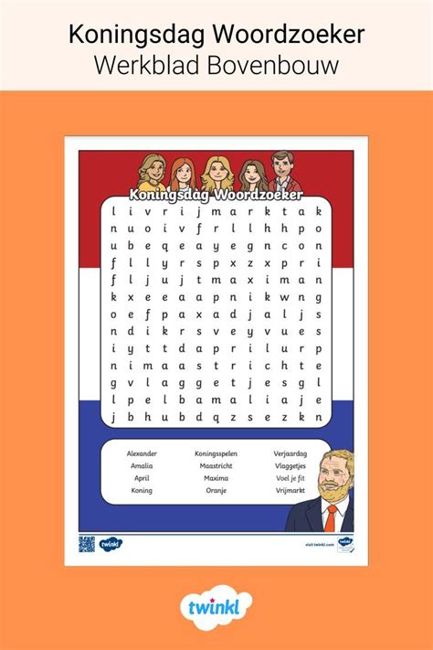 Koningsdag Woordzoeker Bovenbouw Reading Writing Words Word Search