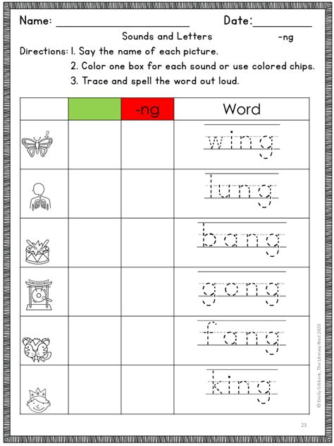 Ng Glued Sounds Orton Gillingham Multisensory Phonics Activities Word List Builder