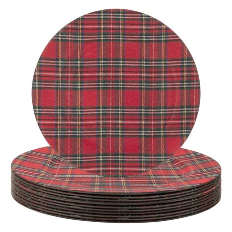 Koyal Wholesale Inch Red Tartan Plaid Charger Plates Set Of For