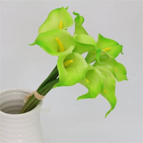 Lime Green Calla Lilies Real Touch Calla Lily Bouquet 9 Etsy