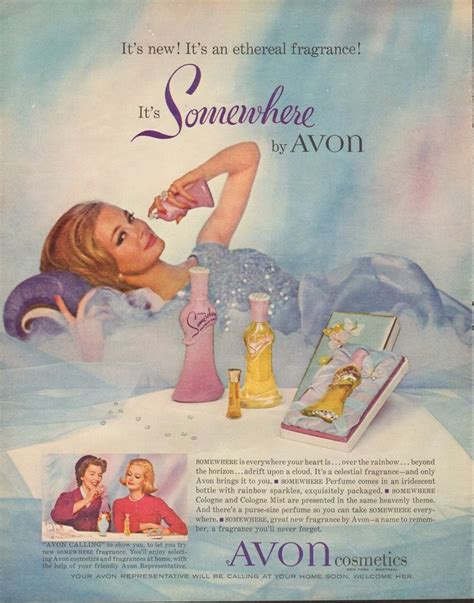 1961 Avon Cosmetics Somewhere Perfume Large Print Ad Avon Calling