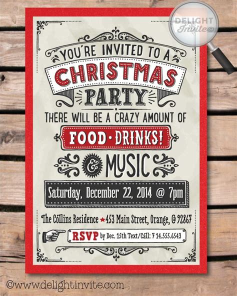 vintage christmas party invitations