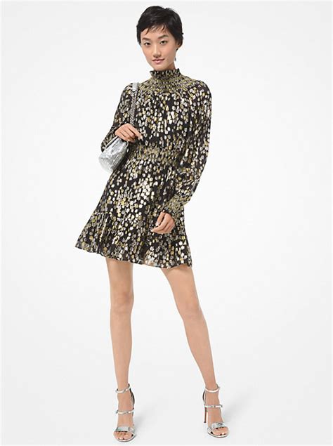 Star Metallic Fil Coupé Silk Blend Mini Dress Michael Kors Canada