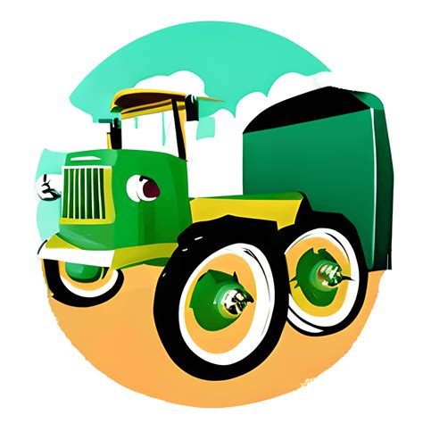 Green Tractor With Trailer And Yellow Wheels · Creative Fabrica