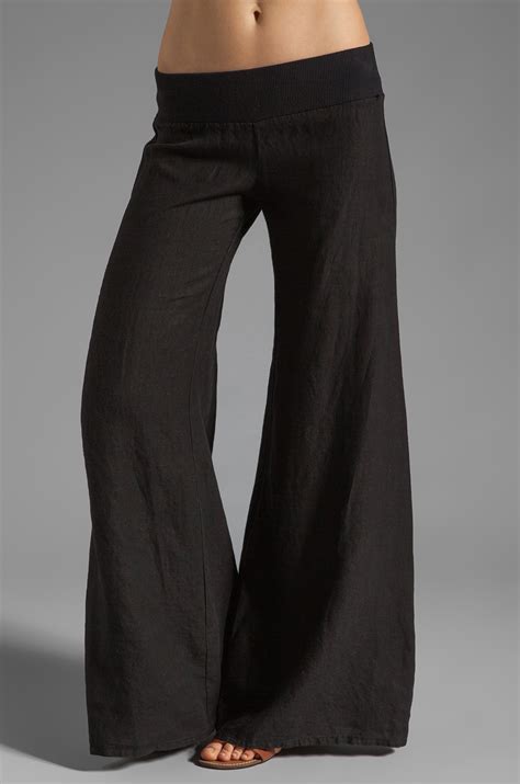 Enza Costa Linen Wide Leg Pant In Black Revolve