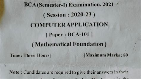 Bca St Semester Math Question Paper With Solution Youtube